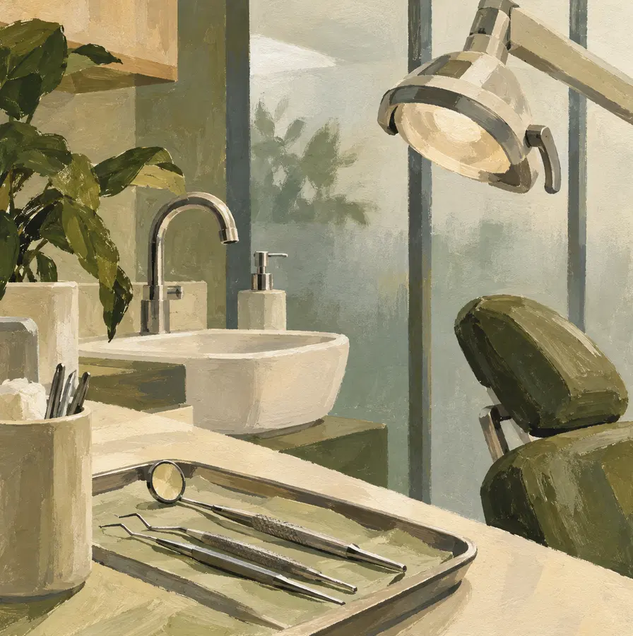 Illustration of dental practices equipment and workspace