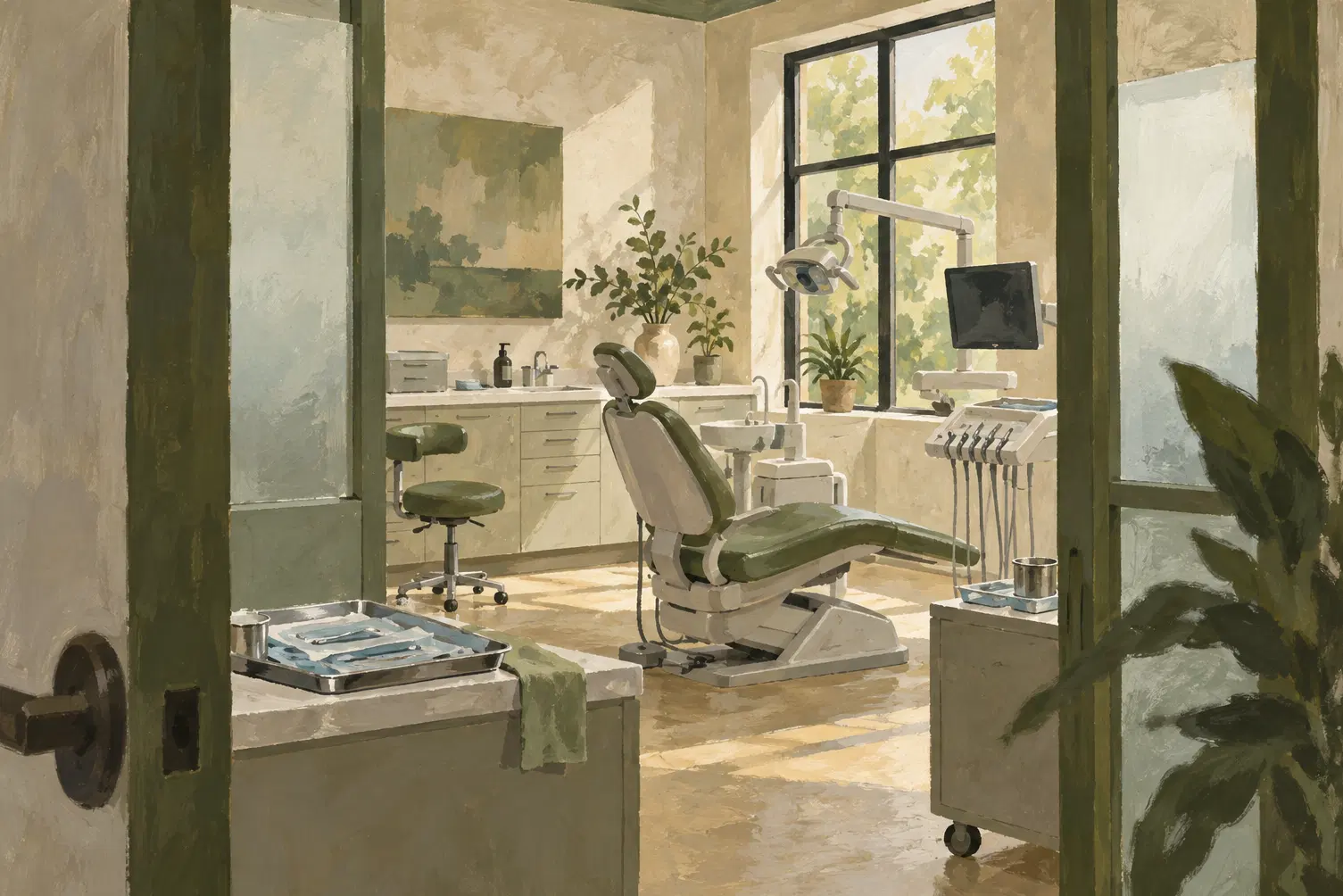 Illustration of dental practices and their working space