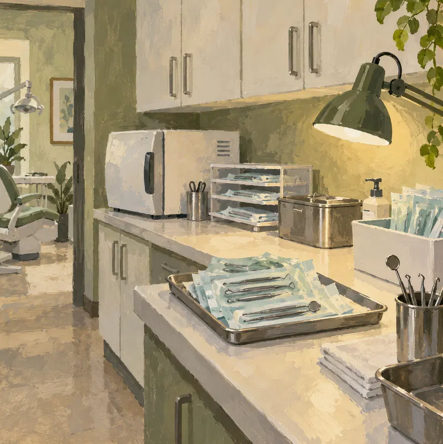 Illustration of dental practices equipment and workspace